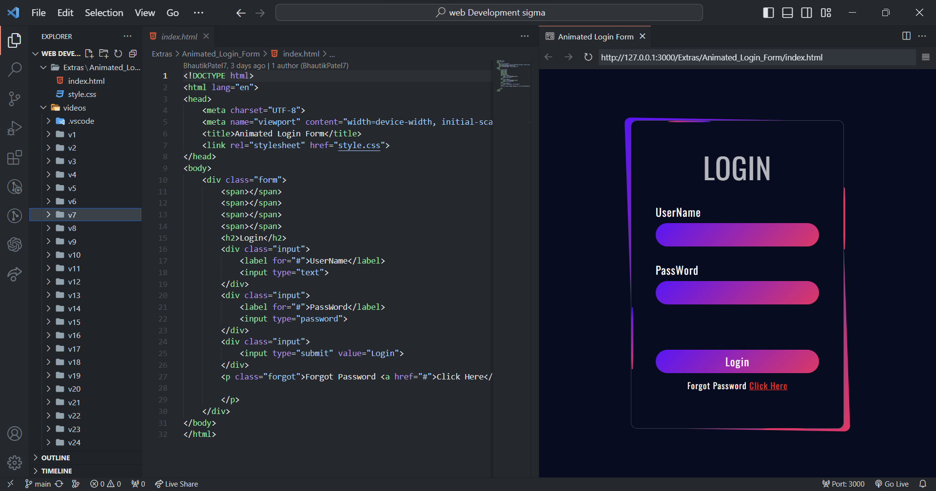 Animated Login Page